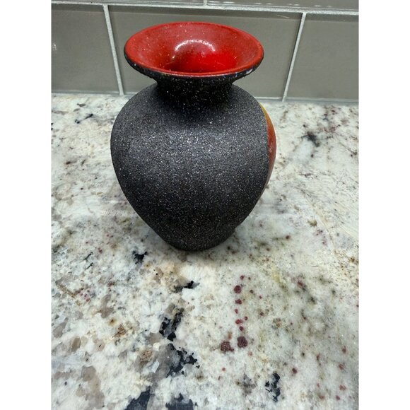 Souvenir VTG Handcrafted Etna Volcano Ceramic Vase Texture Italy Rustic cottage - Picture 8 of 15